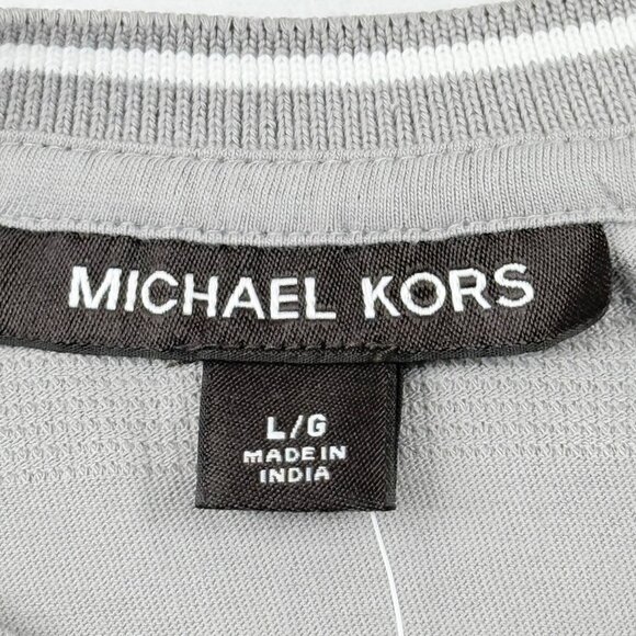 NWT Michael Kors Men's Striped Short Sleeve Crew Neck Grey T-shirt Size L - Picture 6 of 9